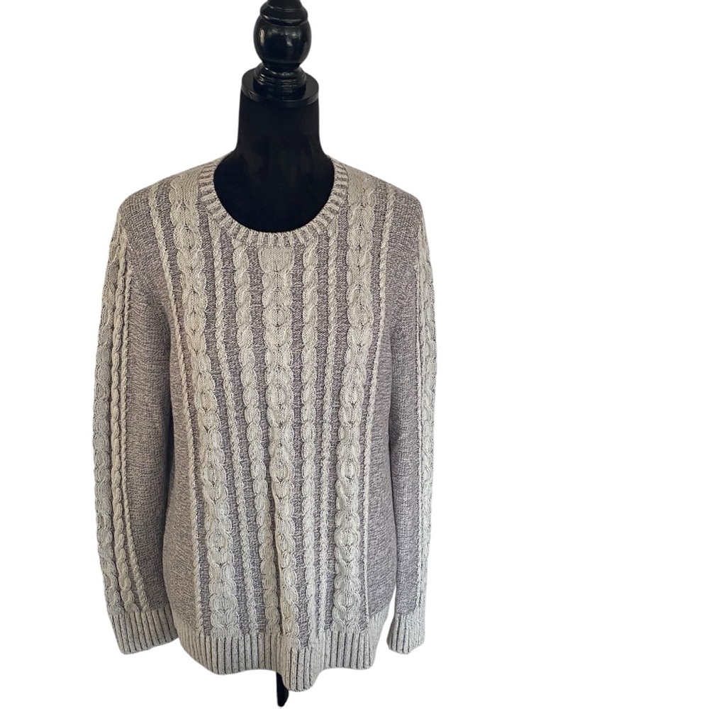 L.L. Bean Gray Cable Knit Sweater 100%‎ Cotton Size L